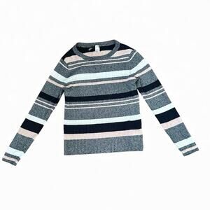 H&M Divided Stripes Long Sleeve Top Sz L